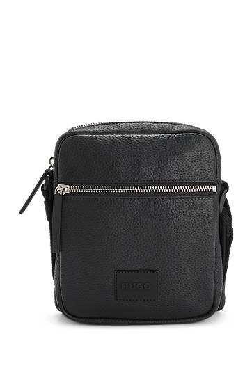 Сумка BOSS HUGO Grained Faux-Leather Reporter Bag чорний | 50535669