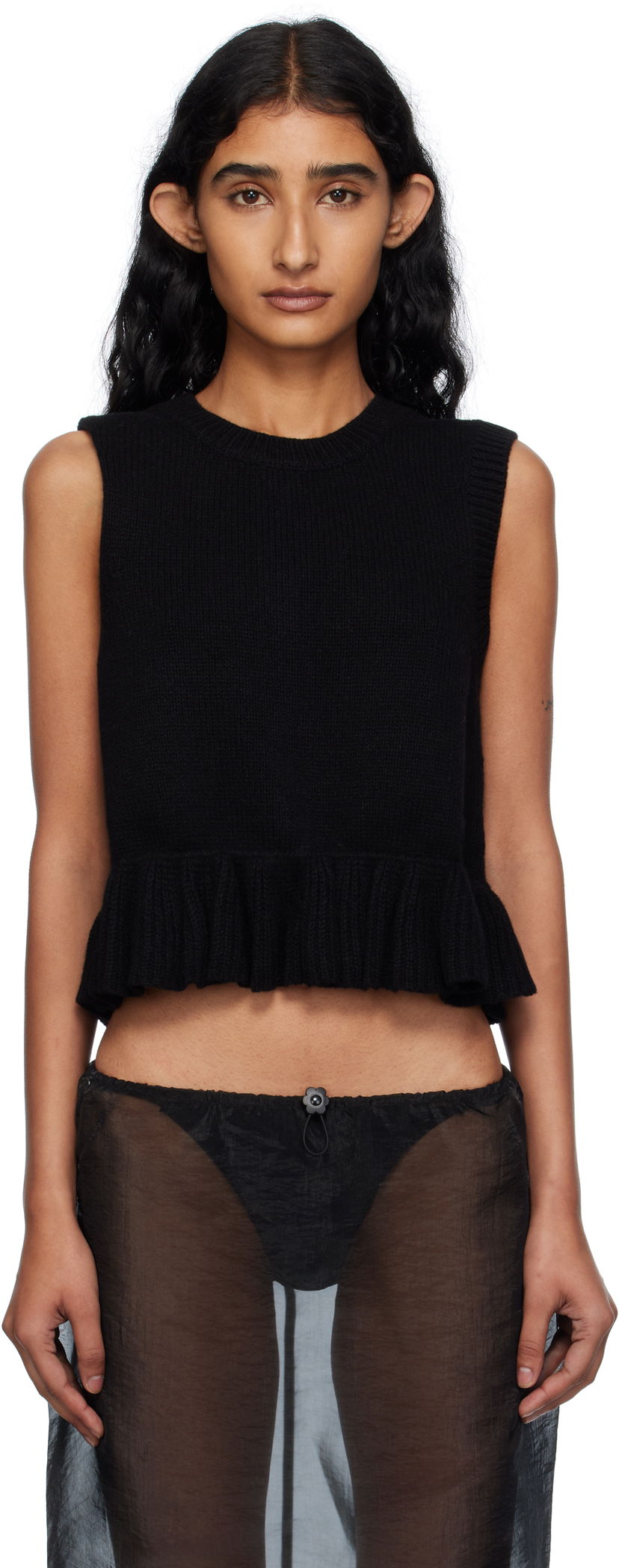 Жилет Cecilie Bahnsen Cecilie Bahnsen Bill Knit Ruffle Hem Vest чорний | 2.25KNI53003 BILL VEST
