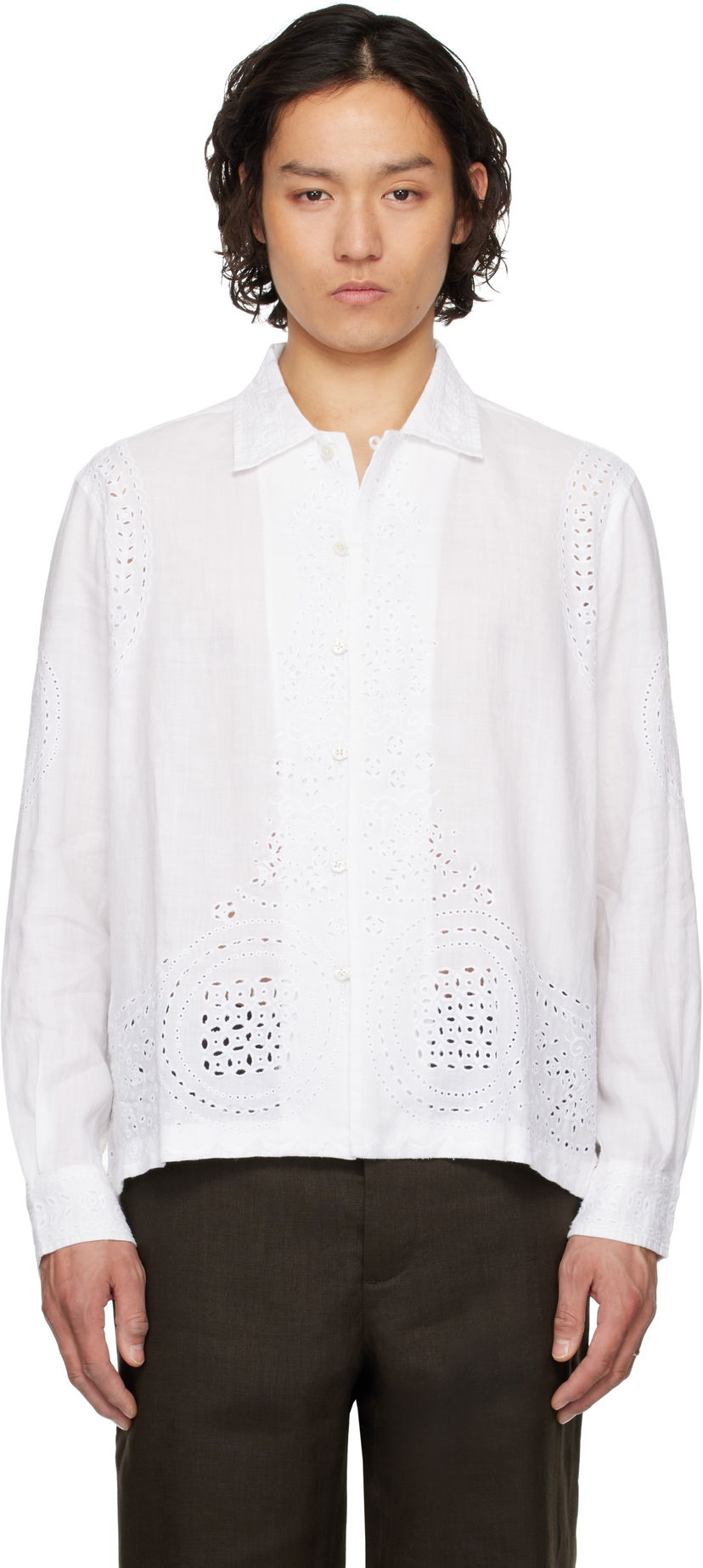 Сорочка Bode Bode Belvoir Eyelet Shirt білий | MRS25SH039