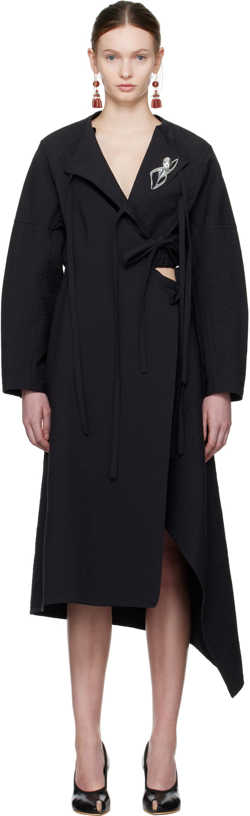 плаття Tory Burch Tory Burch Cotton Wrap Midi Dress чорний | 173644-001