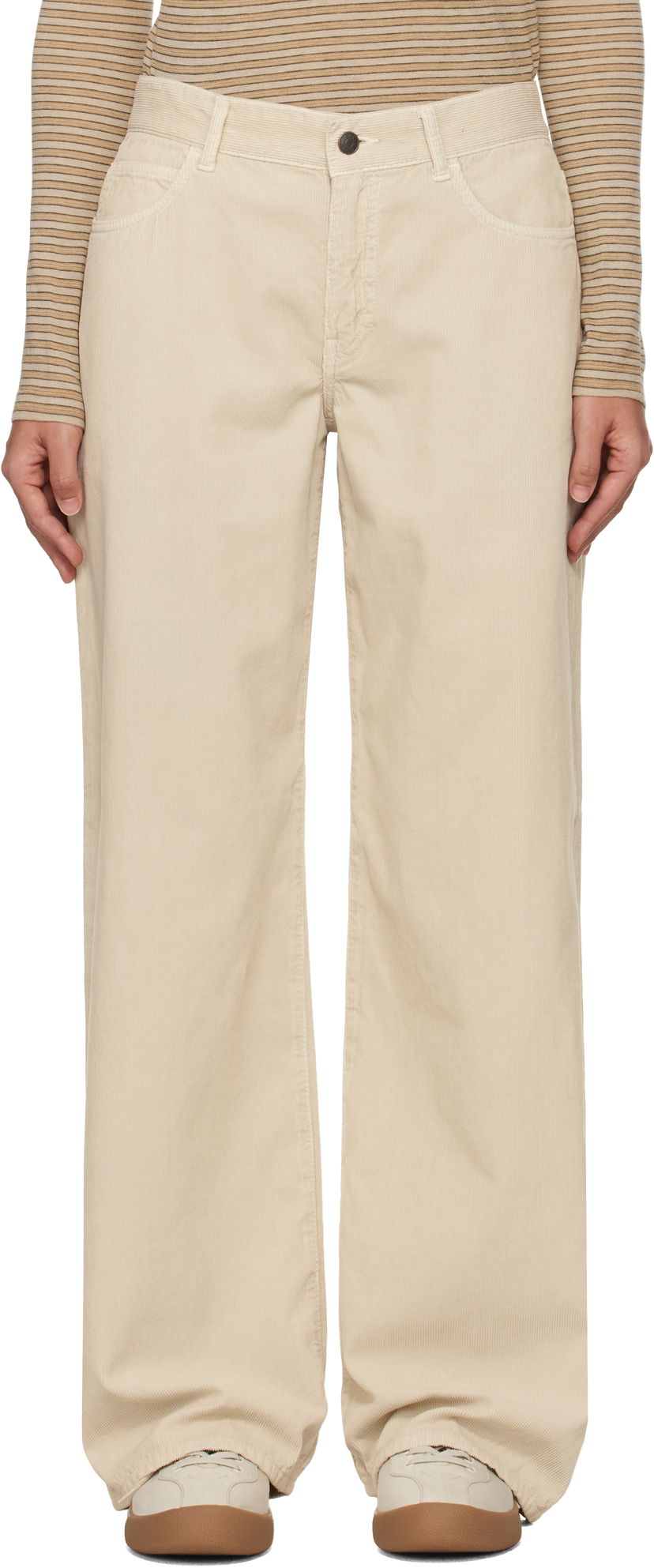 Штани The Row The Row Eglitta Wide-Leg Corduroy Trousers бежевий | 6525-W3724