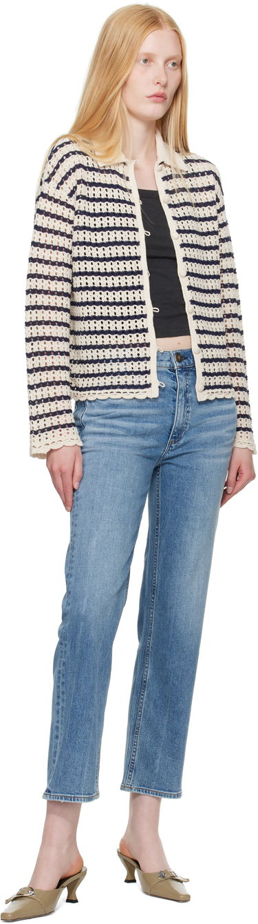 Cветр rag & bone rag & bone Khloe Striped Open-Knit Cardigan бежевий | WAS25P060BR60, 3