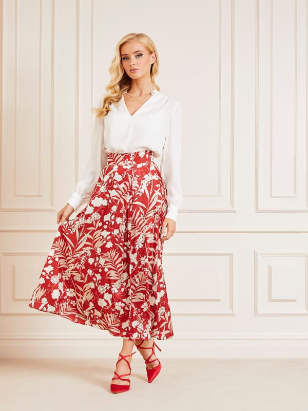 Спідниця GUESS Marciano All Over Print Long Skirt Червоний | 4RGD049927Z, 0