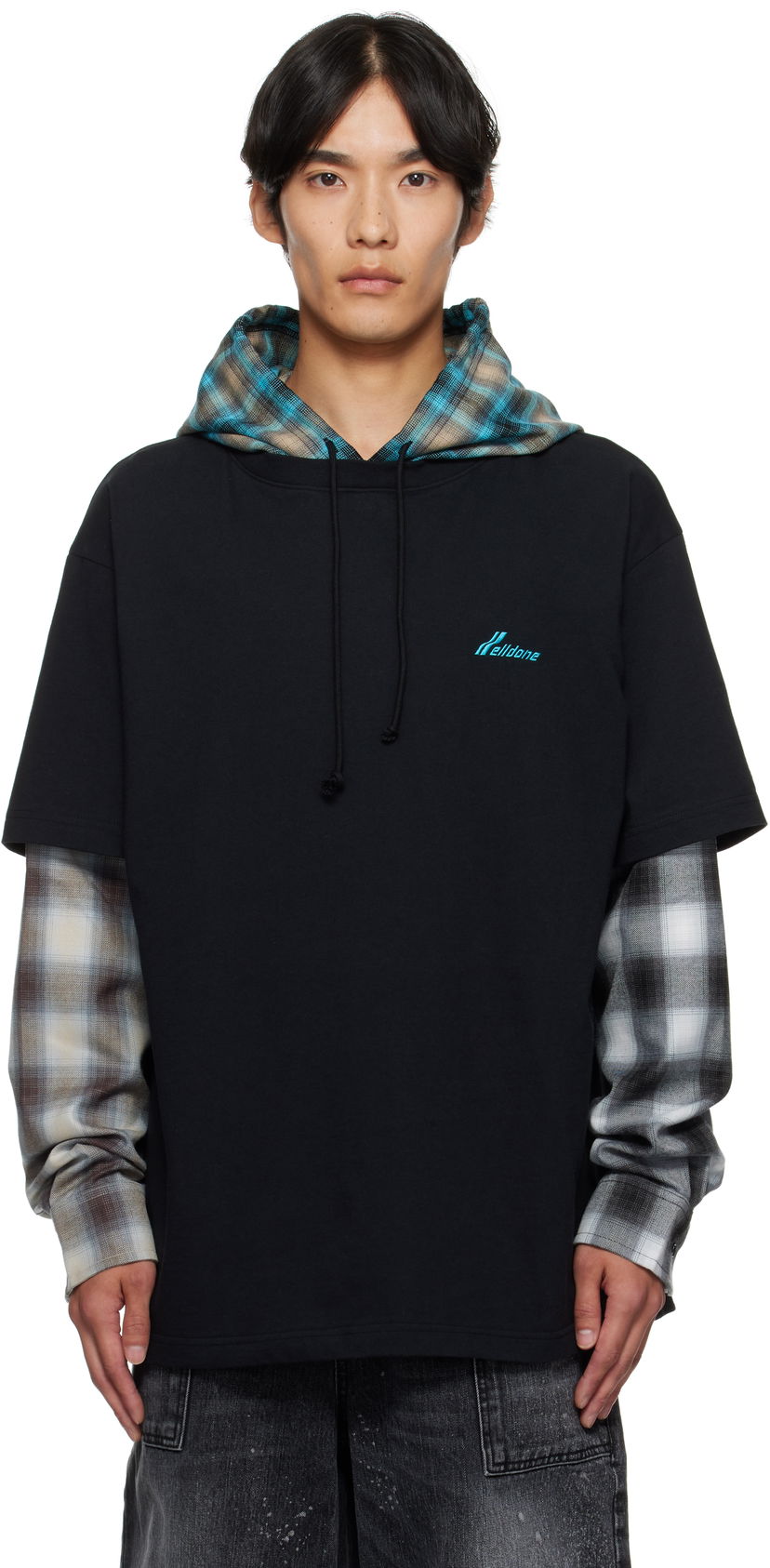 Футболка We11done We11done Checkered Layered T-Shirt чорний | WD-TT2-25-783-U-BK