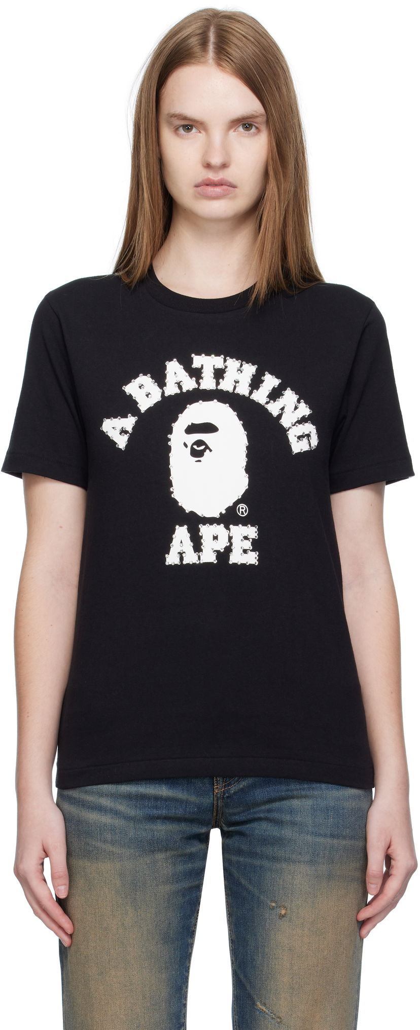 Футболка BAPE Crystal Stone College T-Shirt чорний | 001TEL302064L