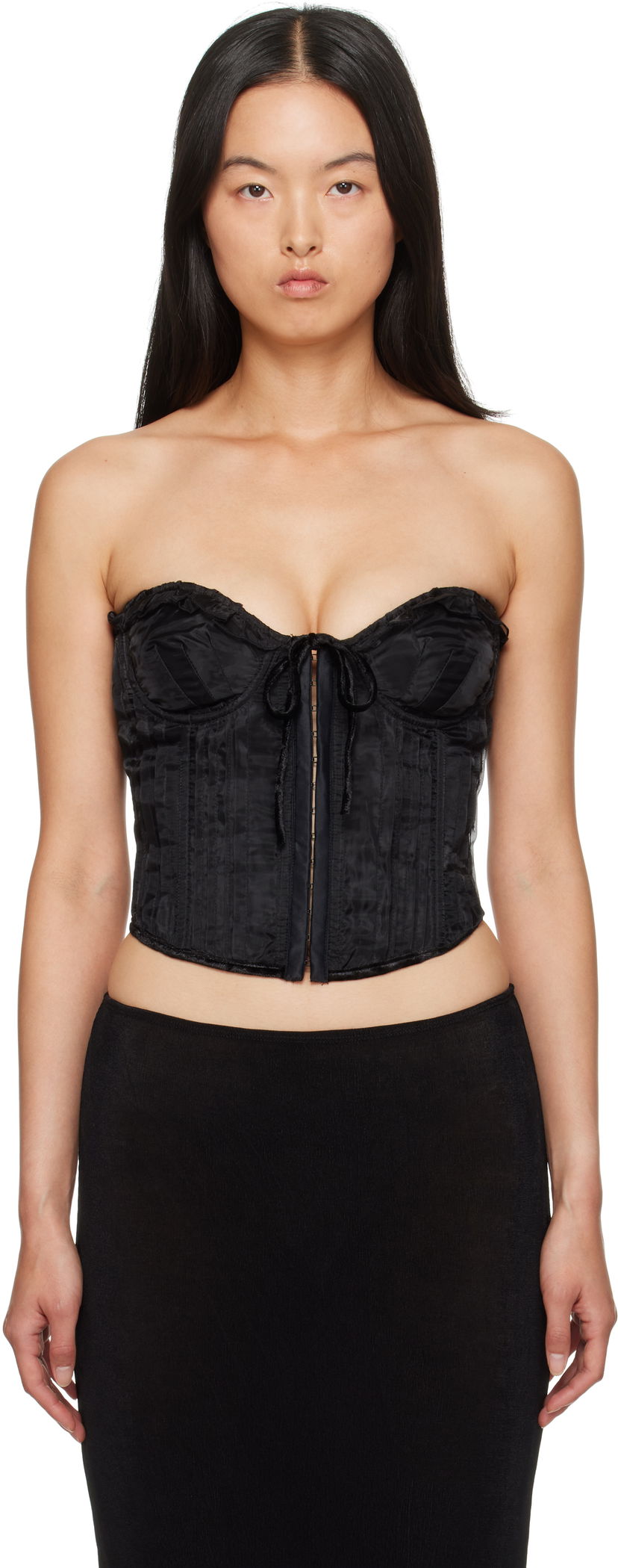 Бюстгальтер GUIZIO Guizio Pintuck Corset чорний | F24114W096