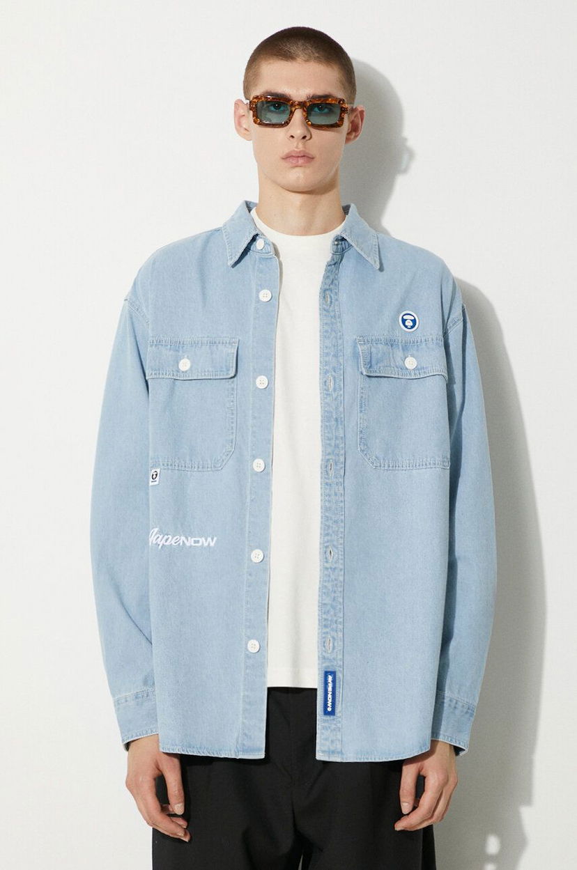 Сорочка AAPE by A Bathing Ape AAPE Regular Fit Denim Shirt Синій | AAPSTM8472XXM