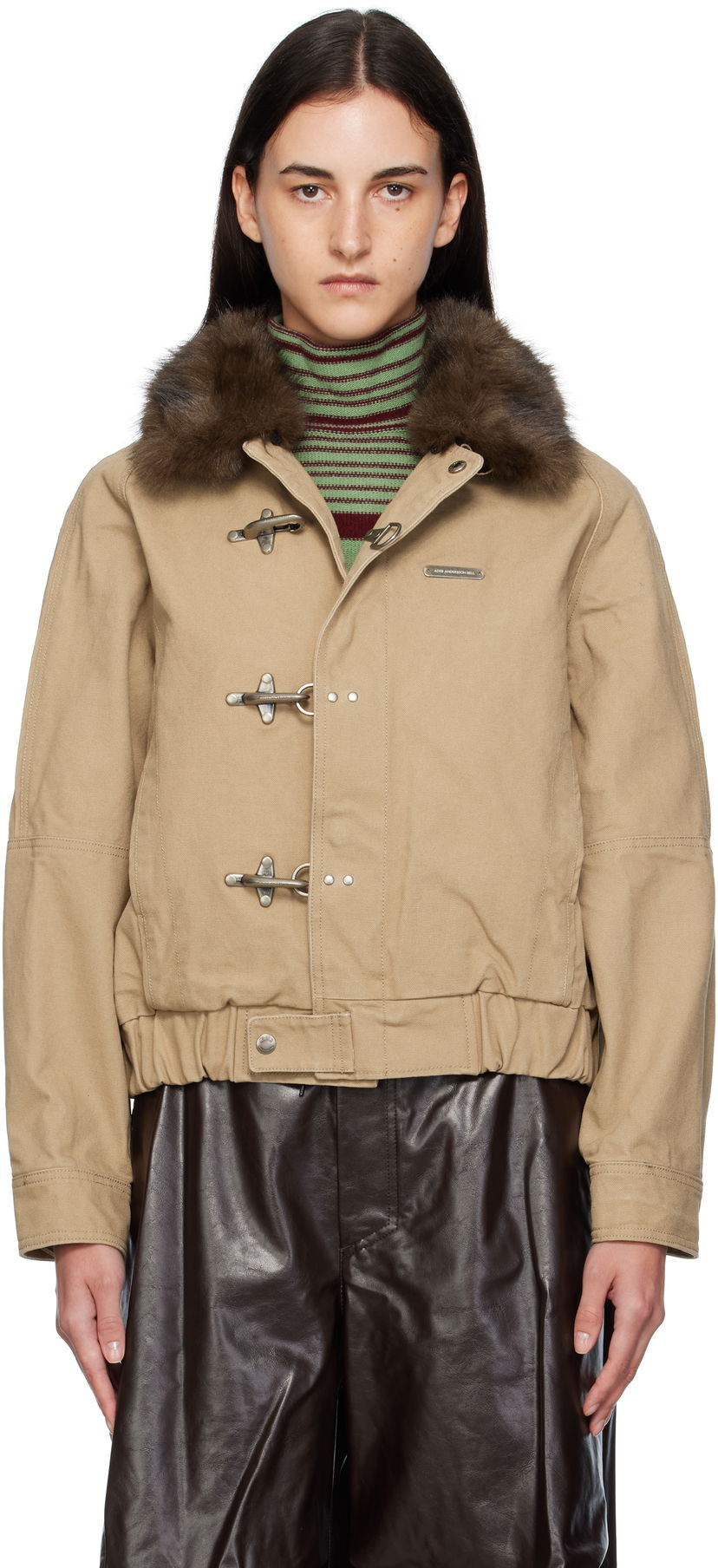 Куртка Andersson Bell Andersson Bell Washed Cotton Jacket with Faux Fur Collar бежевий | awa712u