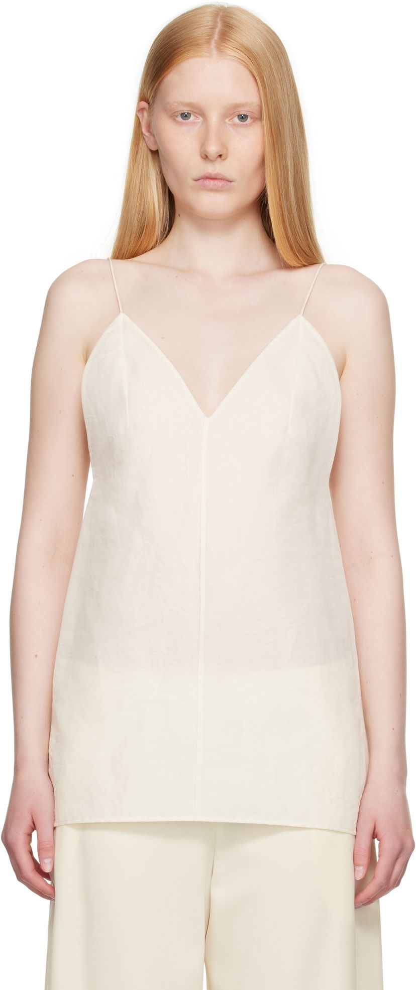 Безрукавка Khaite Khaite Talsie Linen Cami Top білий | 2396385