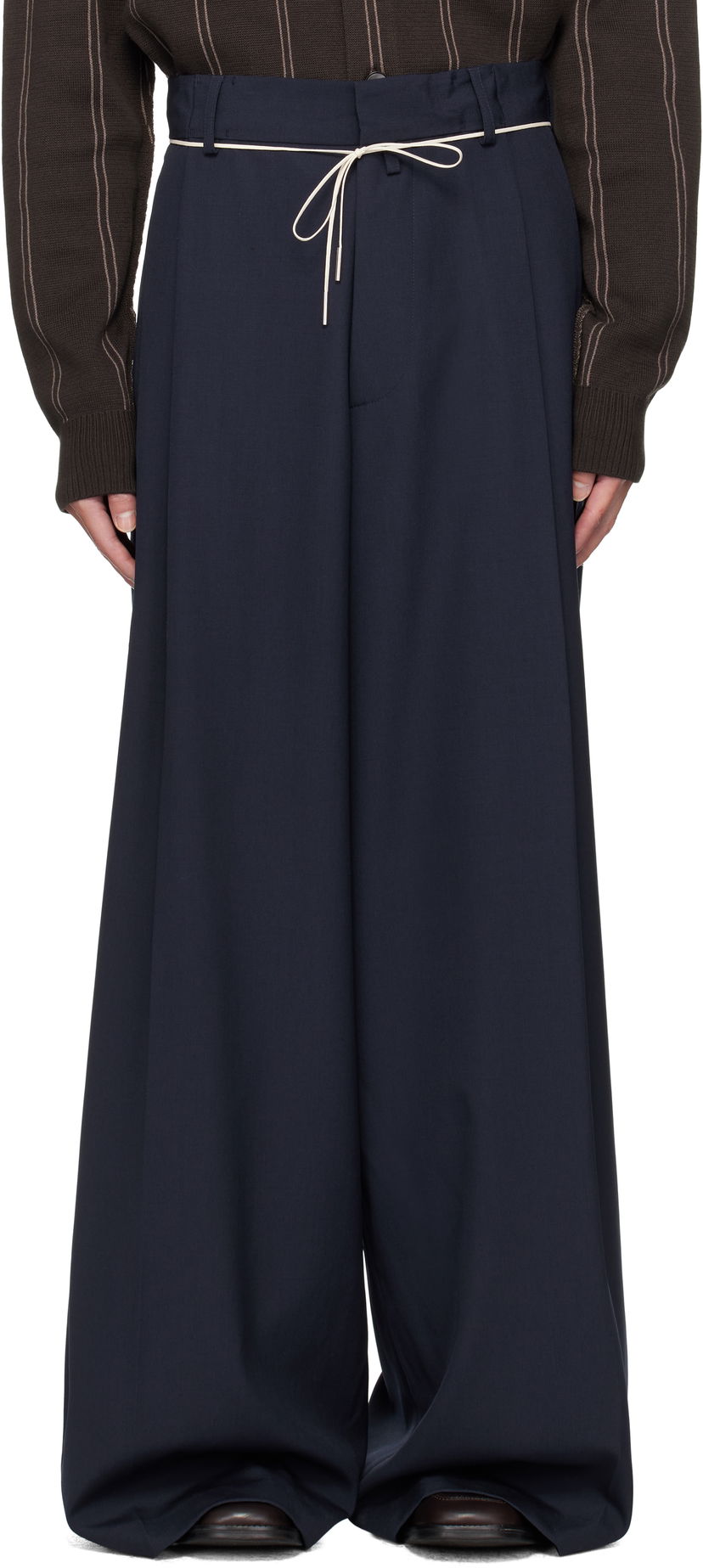 Штани Dries Van Noten Dries Van Noten Drawstring Trousers темно-синій | 252-020915-2057