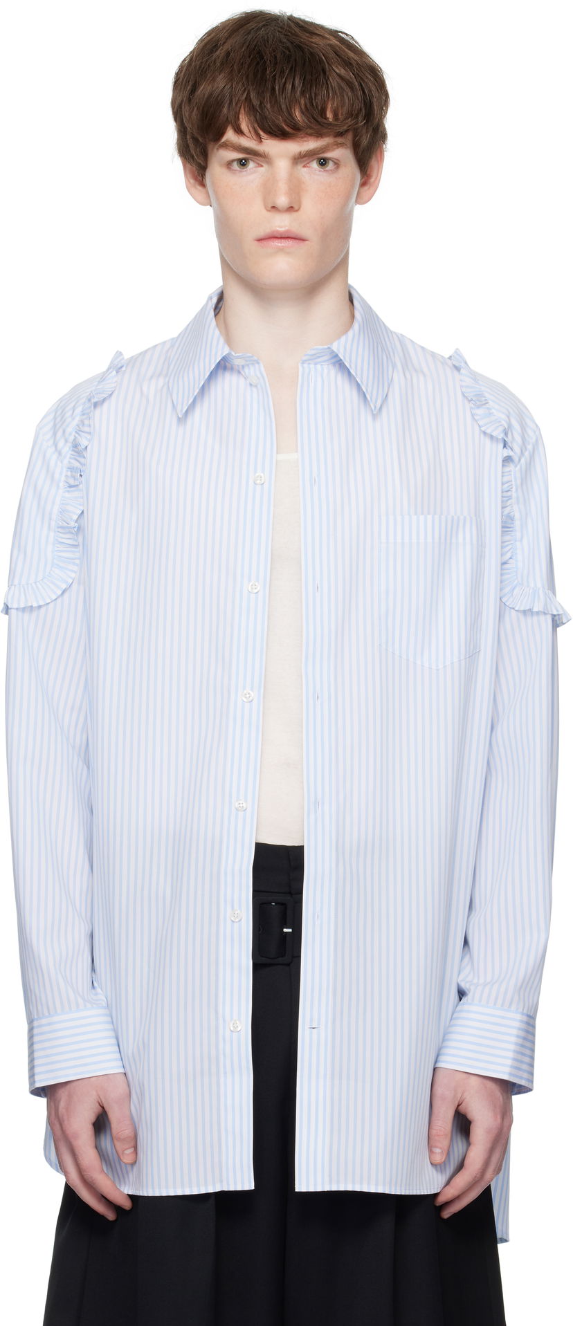 Сорочка Simone Rocha Simone Rocha Ruffle Shoulder Patch Tunic Shirt Синій | 5383 1026