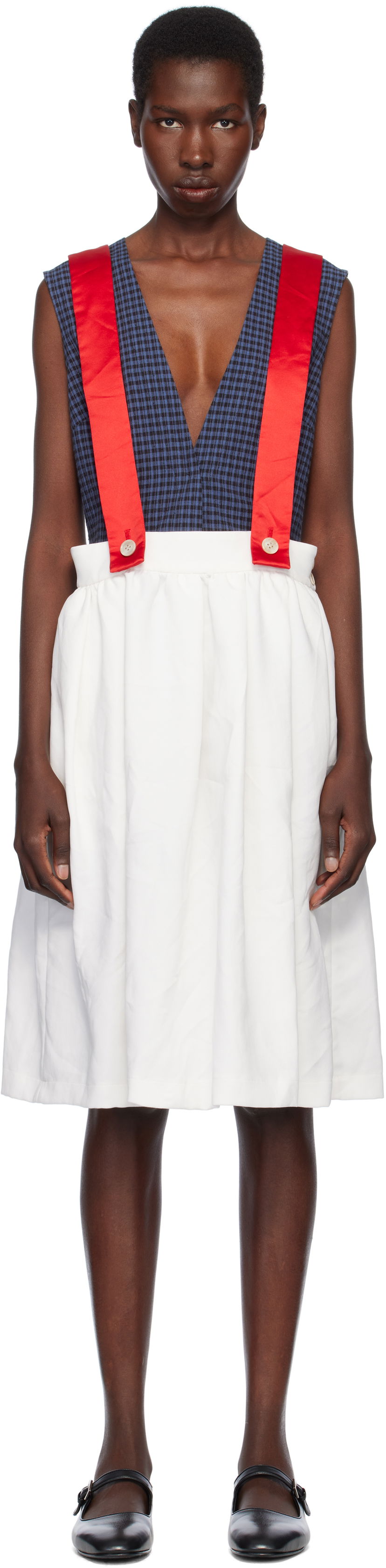 Спідниця Comme des Garçons Comme des Garçons Girl Gabardine & Satin Midi Skirt білий | NO-A005-051