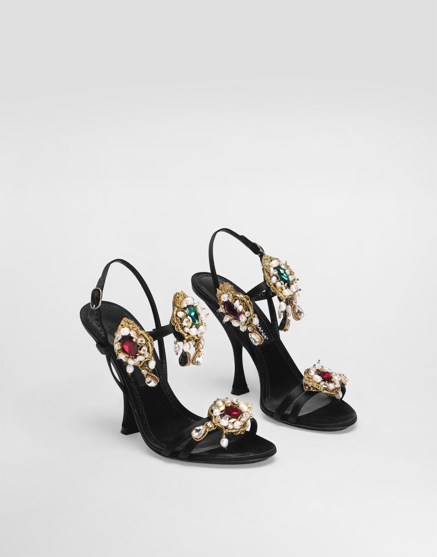 Аксесуари Dolce & Gabbana Dolce & Gabbana Embroidered Satin Sandals чорний | CR1934AX85280999, 1
