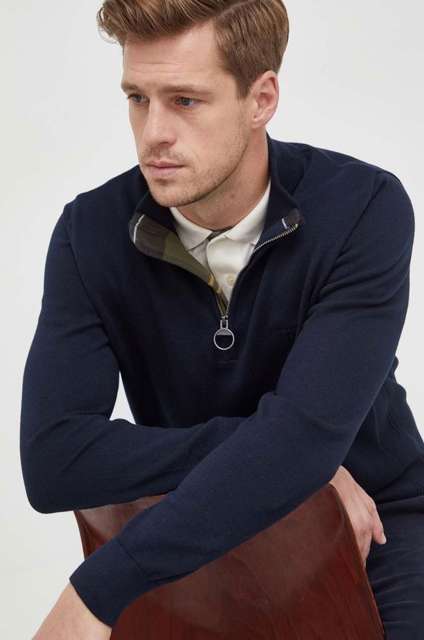 Cветр Barbour Sweater With Stand-Up Collar Синій | MKN1074