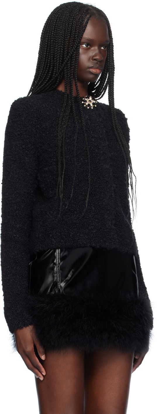 Cветр Blumarine Blumarine Alpaca Brooch Cardigan With Feather Trim чорний | A444M120A, 1