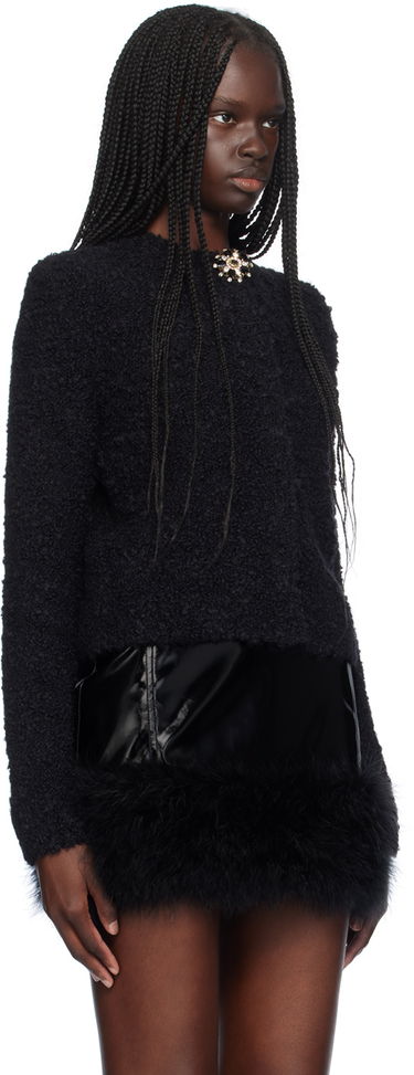 Cветр Blumarine Blumarine Alpaca Brooch Cardigan With Feather Trim чорний | A444M120A, 1