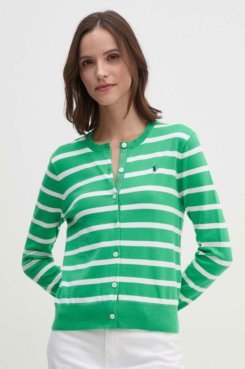 Cветр Polo by Ralph Lauren Striped Lightweight Cardigan Зелений | 211891885