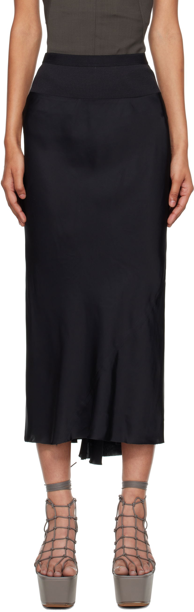 Спідниця Rick Owens Rick Owens Concordians A-Line Bias Midi Skirt чорний | RP02E4343 SCH