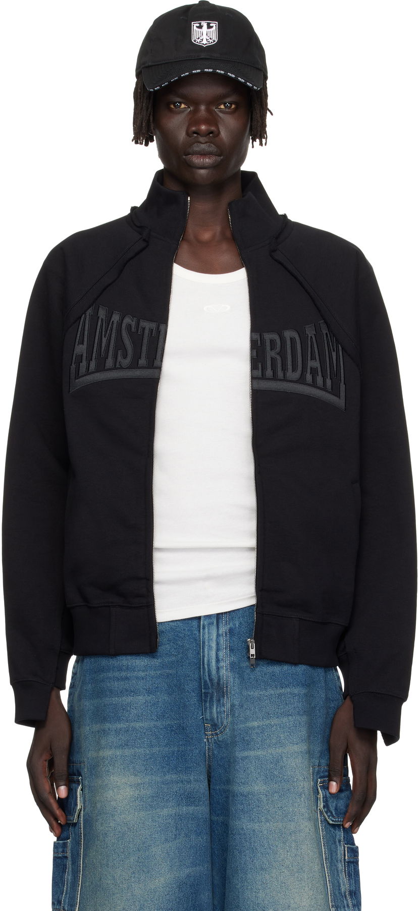 Світшоти VETEMENTS VETEMENTS 'Amsterdam' Patched Zip-Up Sweatshirt чорний | UH76ZU760BB