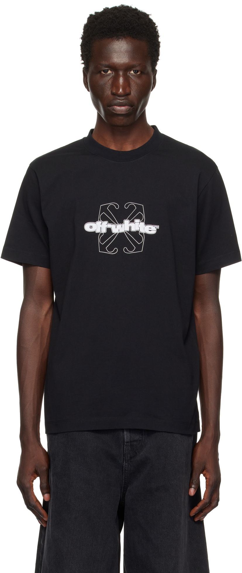 Футболка Off-White Slim Flock Arrow T-Shirt чорний | OMAA027F24JER0071001