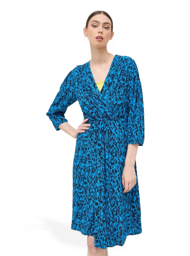 плаття BOSS Wrap-front V-neck Dress with Seasonal Print темно-синій | 50498062