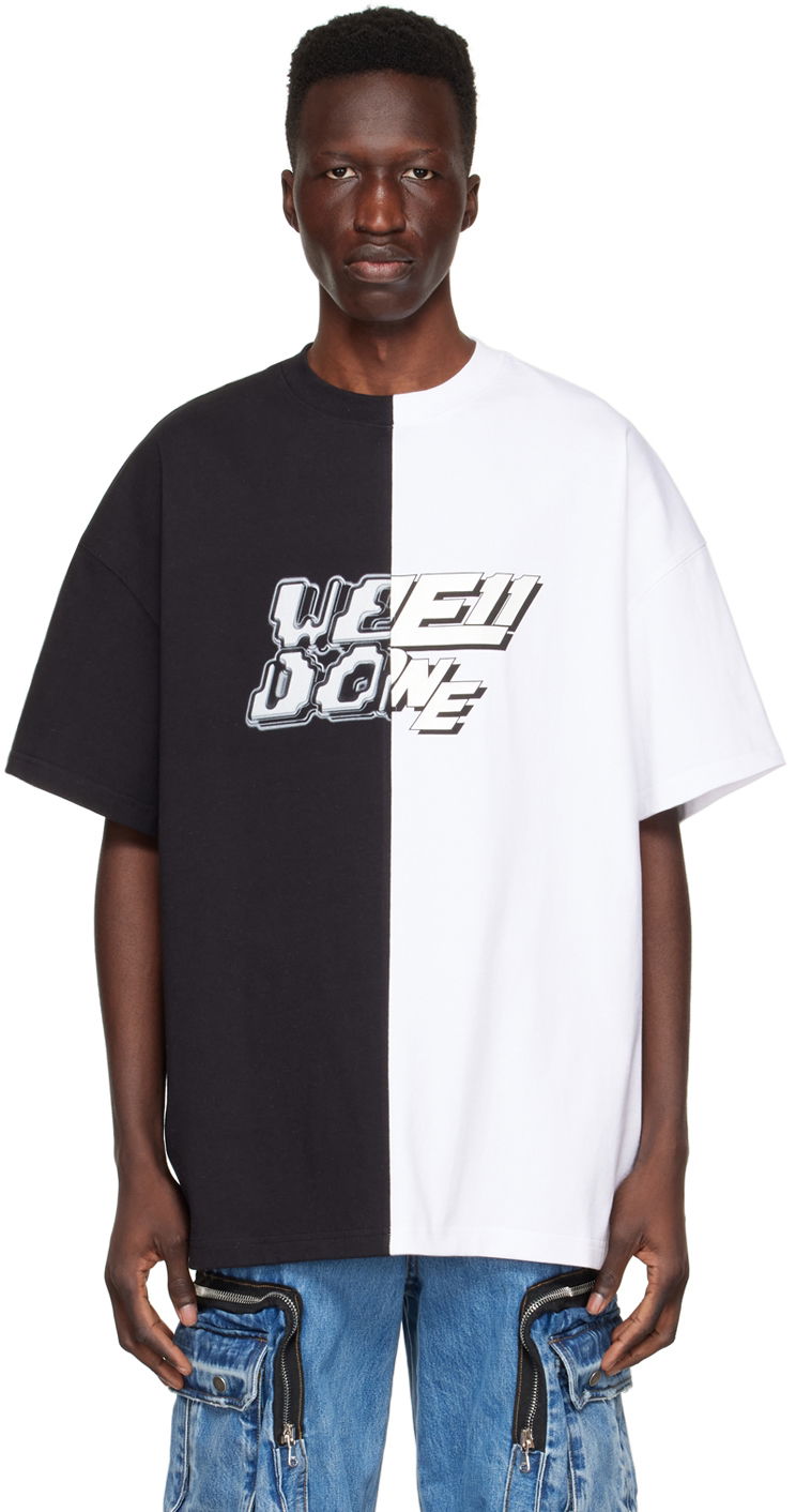 Футболка We11done Half & Half T-Shirt білий | WD-TT1-22-558-U-BW