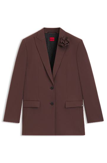 Куртка BOSS Relaxed Fit Blazer with Flower Brooch Коричневий | 50544133