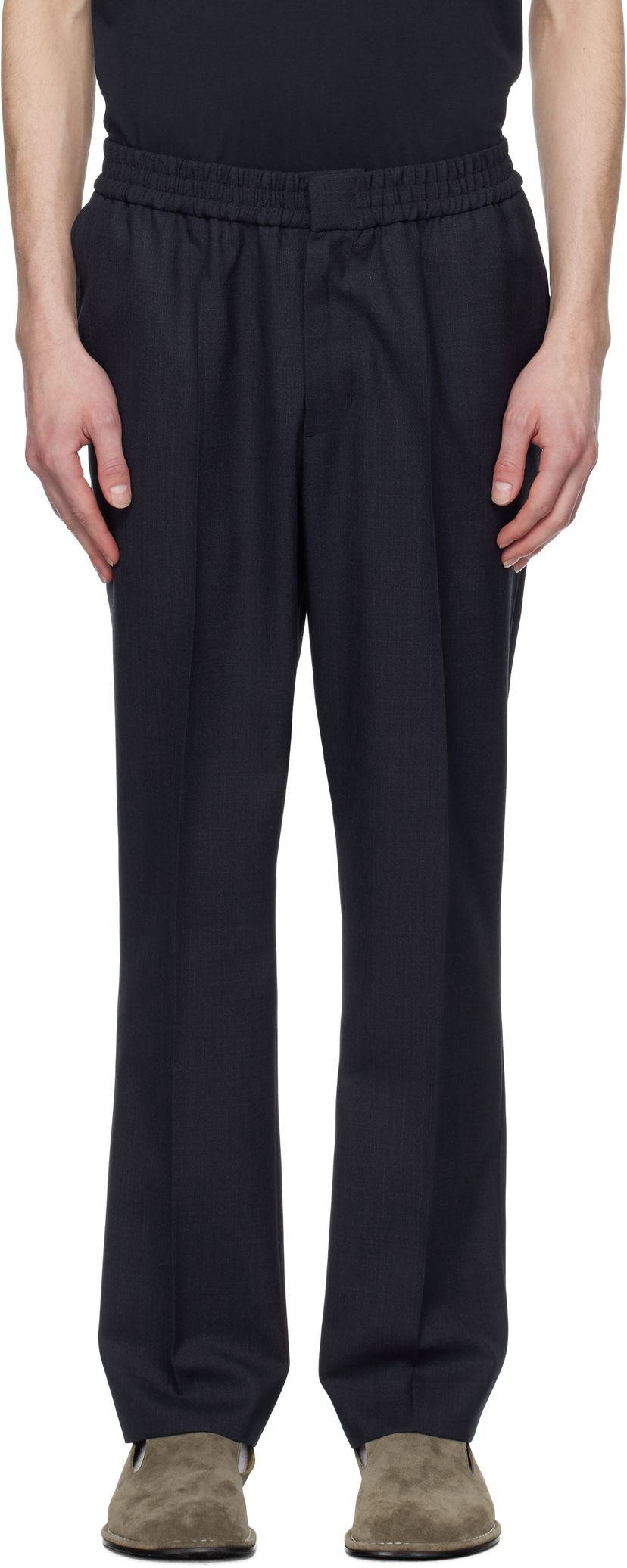 Штани AMI AMI Paris Elasticated Waist Trousers темно-синій | HTR226.WV0043