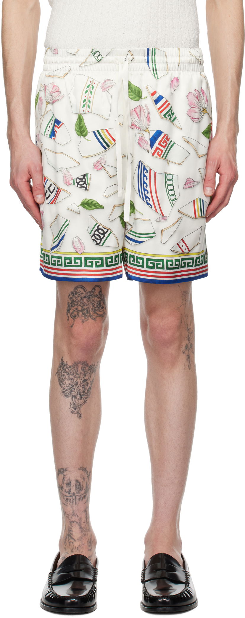 Шорти Casablanca Casablanca 'Le Vase Brise' Silk Shorts білий | MPS25-TR-012-02