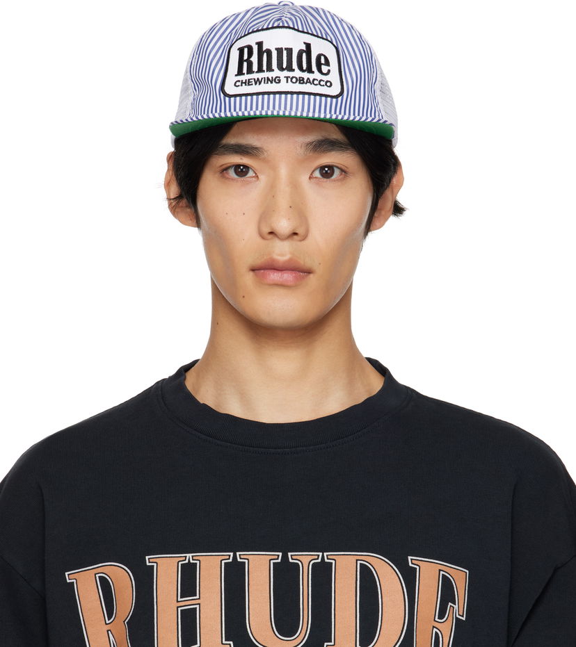Кепка Rhude Rhude Striped 'Tobacco' Trucker Hat Синій | RHPF25HA01748