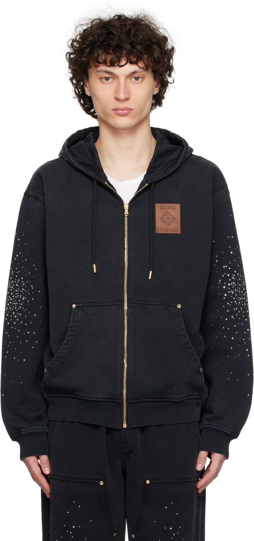 Світшоти Casablanca Casablanca 'La Prémonition' Crystal Embellished Zip Hoodie чорний | MS25-JTP-343-01