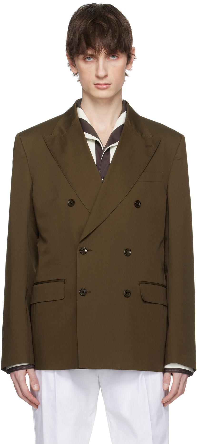Куртка Dolce & Gabbana Dolce&Gabbana Double-Breasted Technical Gabardine Blazer Коричневий | G2TV8TFUFNV