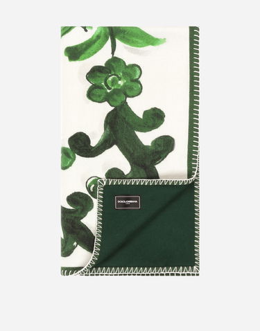 Домашній декор Dolce & Gabbana Dolce & Gabbana Silk And Wool Floral Scroll Blanket Зелений | TCE012TCAB6UV013, 1