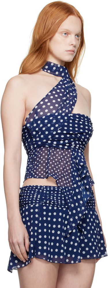 Безрукавка GUIZIO Guizio Chiffon Polka Dot Wrap Top Синій | P25119W096, 1