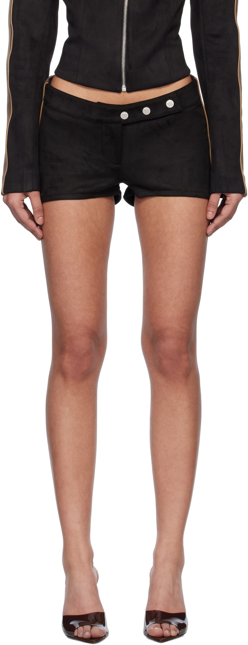 Шорти MISBHV MISBHV Faux Suede Moto Shorts чорний | 250W353