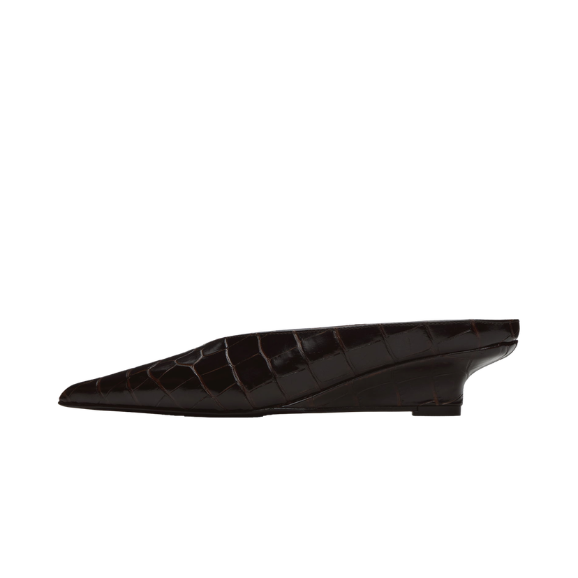 Кросівки та взуття TOTEME Sharp Croco-Embossed Wedge Mules Коричневий | 251-WAS0179-LE0076