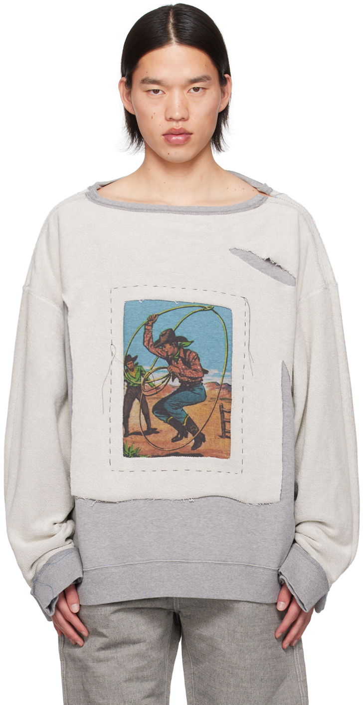 Світшоти Maison Margiela Maison Margiela Layered Cowboy Print Sweatshirt Сірий | S50GU0213 S25614