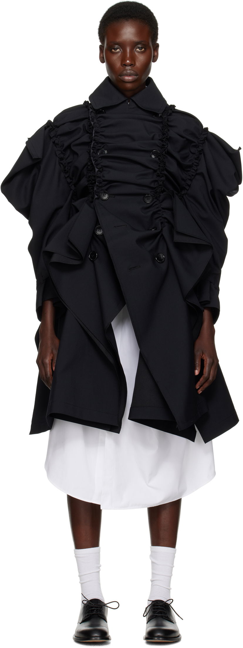 Тренчкот Comme des Garçons Comme Des Garçons Yarn Dyed Wool Polyester Coat чорний | TO-C004-051