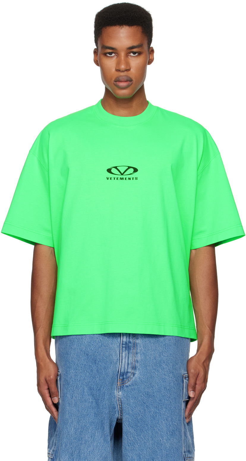 Футболка VETEMENTS Oval Logo Cropped Boxy T-Shirt Зелений | UA66TR600E