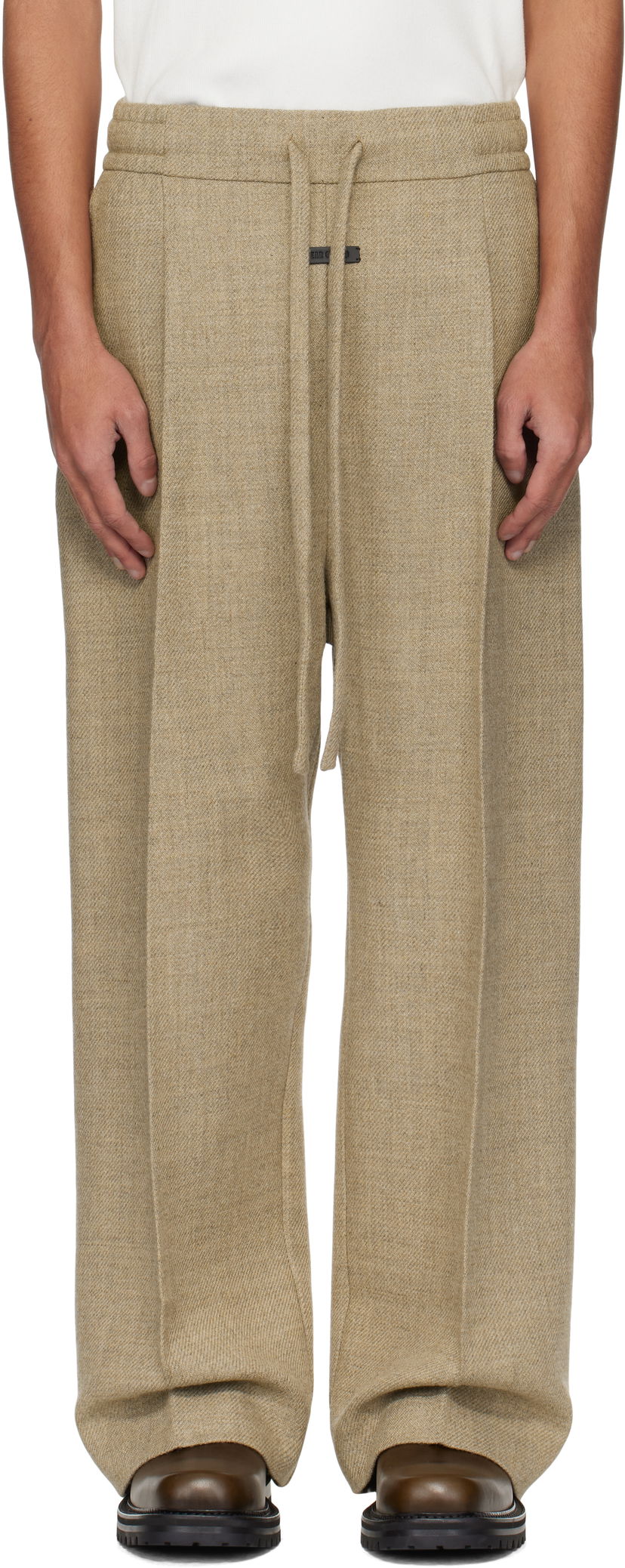 Штани Fear of God Fear of God Drawstring Wide Leg Trousers бежевий | FGE240-407HSW