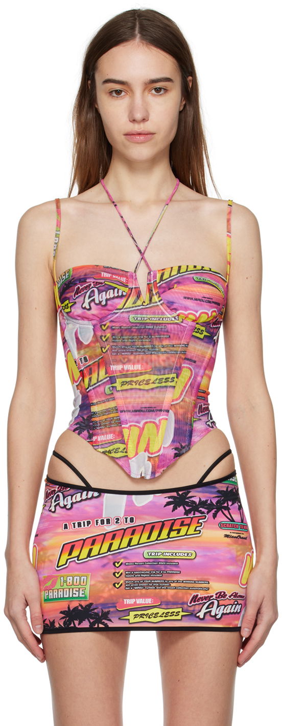 Спідниця Miaou Miaou Aphex Paradise Print Tank Top Рожевий | 7046PM1LOT