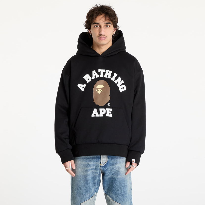 Світшоти BAPE College Puffy Relaxed Fit Pullover Hoodie чорний | 001PPK801012M BLK