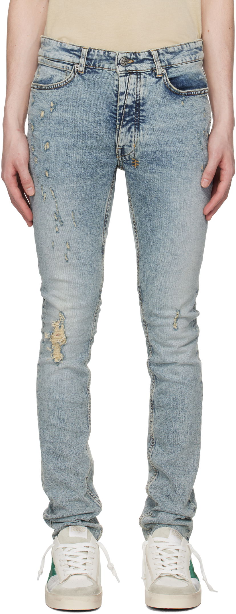 Джинси Ksubi Ksubi Van Winkle Distressed Slim Jeans Синій | MSP25DJ017