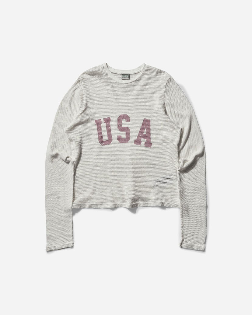 Кроп-топи GUESS Logo Mesh Longsleeve T-shirt білий | M4BP03KC4H0 PWMU