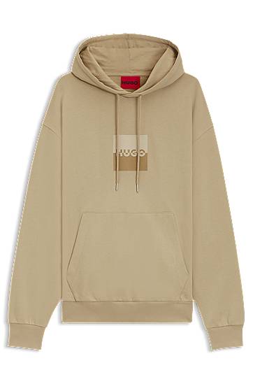 Світшоти BOSS HUGO Relaxed-Fit Cotton Terry Hoodie with Split Logo бежевий | 50542787