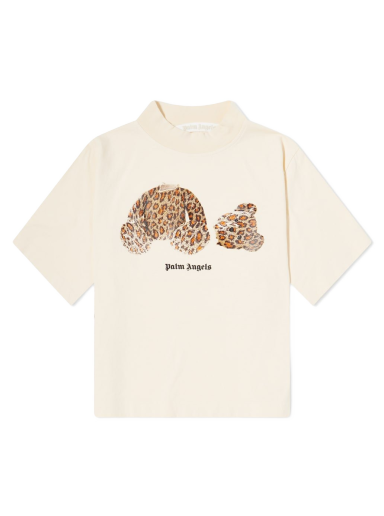 Футболка Palm Angels Cropped Leopard Bear Tee бежевий | PWAA020S22JER0020360