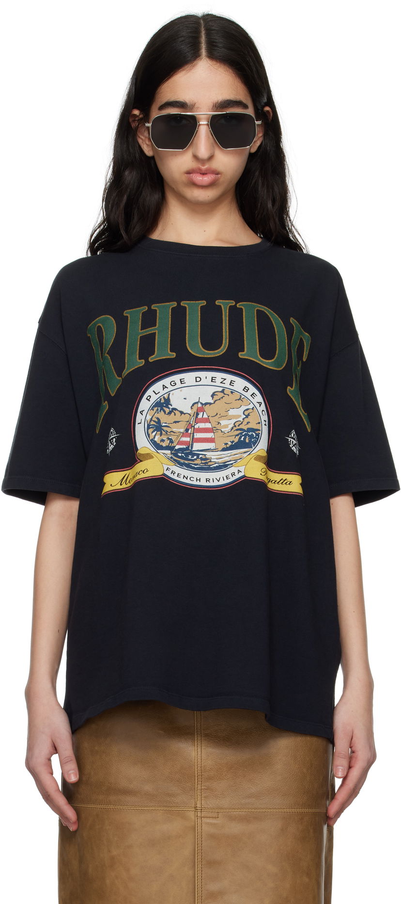 Футболка Rhude Rhude Monaco Regatta Graphic T-Shirt чорний | RHSS25TT13012