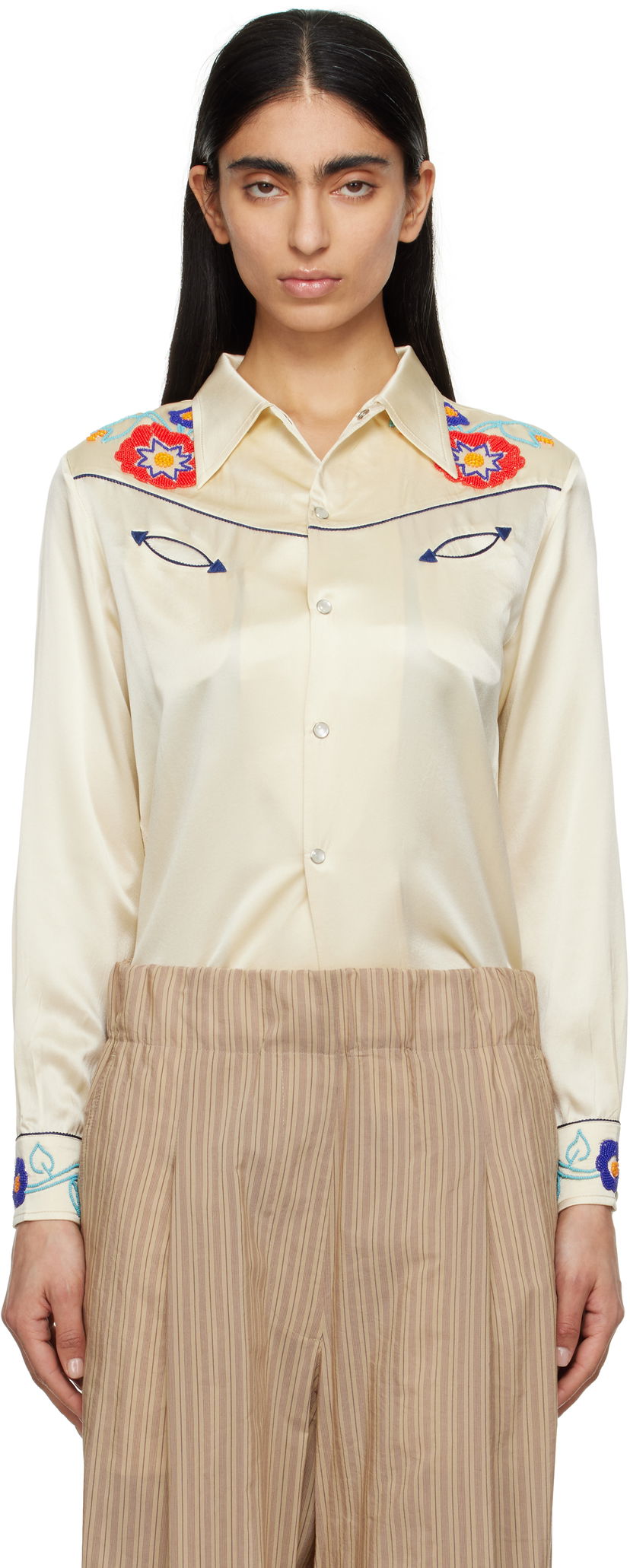 Сорочка Bode Bode Garden Party Embroidered Western Shirt бежевий | WRS25SH035