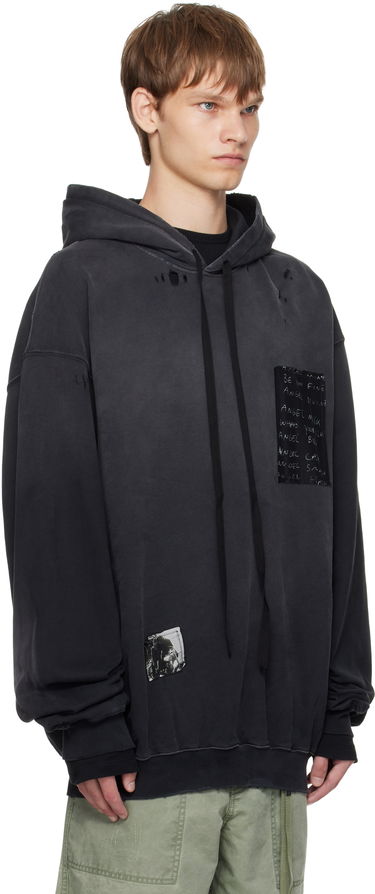 Світшоти Ann Demeulemeester Ann Demeulemeester Ollie High-Comfort Hoodie with Printed Patches чорний | B0013214-FA639-098, 1