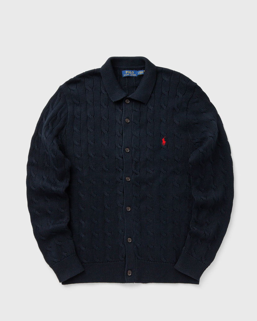 Cветр Polo by Ralph Lauren Collared Cable-Knit Button-Front Cardigan темно-синій | 710979114002